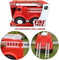 Big Plastic Toy Fire Truck for Toddlers Boys and Girls Fireman Engine Vehicle with Rescue Ladders for Indoor and Outdoor Imaginative Play- Red. 