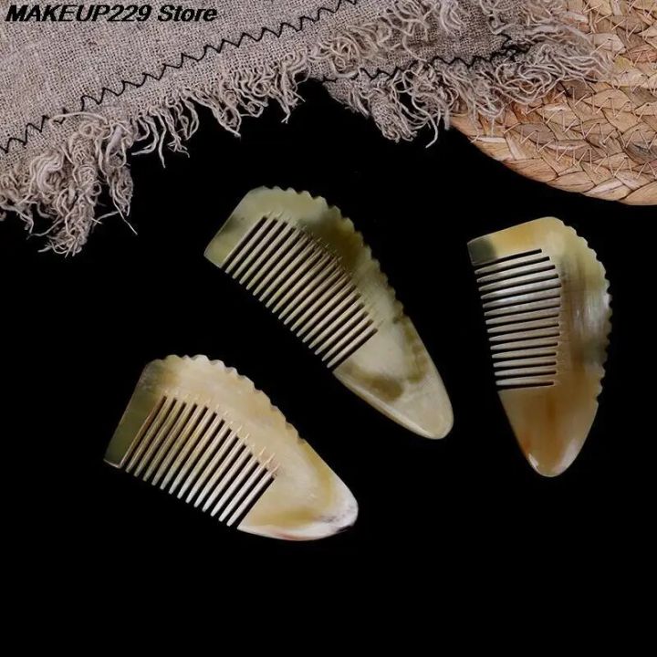 【Daily Necessities For Anyone Store】Natural Ox Horn Anti-Static Hair Comb With Handle for Salon Styling Hair Styling
