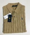 Ralph Lauren Cable-Knit Cotton Polo Sweater โ Beige.