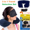 3in1 Travel Selection Travel Set - Comfortable Neck Pillow, Eye Shade Mask, Ear Plugs -Onex BD. 