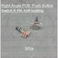 Right Angle PCB DPDT Double Pole Push Button Switch 6 Pin Self-locking -5pcs.