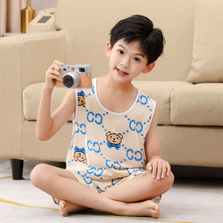Children's%20Summer%20Sleeveless%20Vest%20Boys'%20Home%20Wear%20Boy%20Thin%20Type%20Artificial%20Cotton%20Air%20Conditioning%20Clothes%20Children's%20Home%20Pajamas%20-%20Image%208