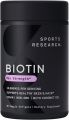 Sports Research Vegan Biotin 10,000mcg with Organic Coconut Oil - Max Strength Biotin Vitamin B7 for Healthier Hair & Skin and Keratin Support - Non-GMO & Gluten Free, 30 Softgels. 