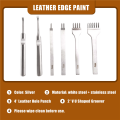 6Pcs 1/2/4/6 DIY Diamond Lacing Stitching Chisel Set Leather Edge Skiving DIY Craft Tool, Industrial Grade White Steels Leather Craft Kits - Rugged Durable (4mm). 