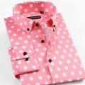 Men's Polka Dot Printing Long Sleeve Shirt Fashion Male Dress Shirts Casual Formal Cotton Black White Dots Youth Clothing.
