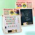 Education Board Double Sided Wooden Multi Purpose Magnetic White & Black Board For Kids. 