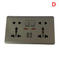 EU Standard Usb Socket Gray Embedded Panel Wall Power Socket Tetuo.