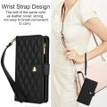 YM016 Rhombic Zipper Card Wallet Leather Phone Case with Lanyard For Google Pixel 8 Pro. 