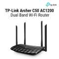 TP-Link Archer C50 Black AC1200 Wi-Fi Dual Band Router, 4 x 10/100 Mbps Fast Ethernet Ports, Supports MU-MIMO, Beamforming, Guest WiFi, Access Point Mode, IPv6 and Parental Controls.
