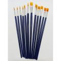 Paint Brush Wooden Round-6 & Flat-6, Novelty Artist Brush Set of 12 Pieces Blue. 