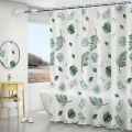 Leaves With Hook Shower Curtains Waterproof Mildew Proof Bathroom Curtains Green Pattern Thicker Partition Curtain Home Decoration.