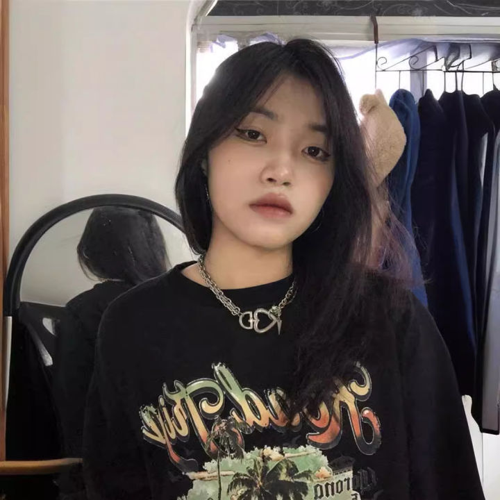 MAIKAO%20American%20Retro%20Fun%20Monogram%20Print%20Short%20Sleeve%20T-Shirt%20Women's%20Couple's%20Trendy%20Loose%20Casual%20Street%20Top%20-%20Image%202