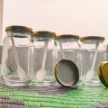Full Airtight 500 Ml - 04 Pcs Glass Jar For Kitchen & Dining - Glassware Food Container With New Steel Cap.