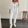 Loose Long-Sleeved Shirt and Pants Set for Women – Casual 2-Piece Set.