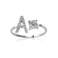 （New）Open Ring Exquiite Adjutable ilver Color Adjutable Alphabet Letter Women Jewelry for Party. 