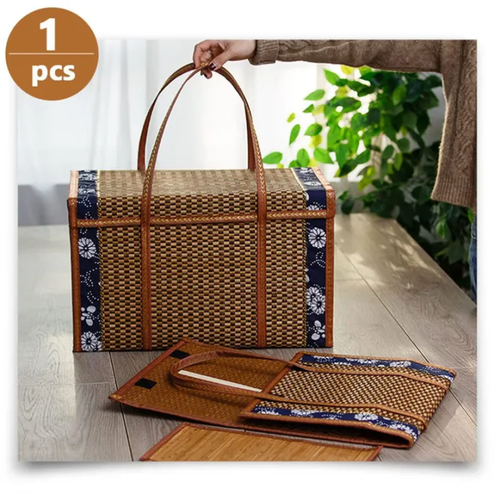 Picnic%20Woven%20Basket%20Wicker%20Storage%20Bag%20Handle%20Folded%20Fruit%20Shopping%20Food%20Handle%20Rattan%20Grass%20Foldable%20Bamboo%20Basket%20Easy%20to%20Use%20B%20-%20Image%204