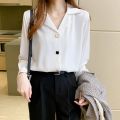 Long Sleeve Black White Blouse Tops Blouse Women Blusas Mujer De Moda 2023 V-neck Chiffon Blouse Shirt Blouses Femme Blusas E447.