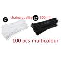 Imported China 12 Inch 300mm Black Cable Ties 100 Pcs Pack Heavy Duty Nylon Self-Locking Electric Zip Tie RM.
