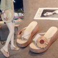 Internet Celebrity Wedge Sandals Women's Summer Outerwear2023New Thick Bottom Sponge Cake Slipper Fashion All-Matching High Heel Slippers. 