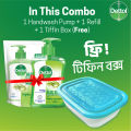 Free Tiffin Box with Dettol Handwash Aloe Vera 200ml Pump + 170ml Refill Combo. 