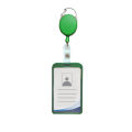 Metal ID Card Holder with Badge Reel - Green. 
