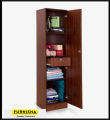 One Door Almirah with inner Locker Drawer / Particle MDF Laminated Board walnut Finish Cloth Storage Wardrobe Almirah by Furnisha Decor.