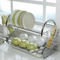 2 Layer Plate Storage Stand Rack - Silver - Kitchen Rack.