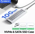 ORICO AXM2S-G2 M.2 NVMe & M.2 NGFF/M.2 SATA SSD Enclosure With Silicone Protective Case USB-C up to 10 Gbps, 2-in-1 Cable Portable Hanging Rope.
