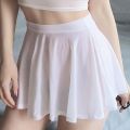 Lady Mini Skirts Club Sweet Harajuku Girls Dance Short Skirt Street High Waist Ice Silk A-Line Flared Pleated Women Dress.