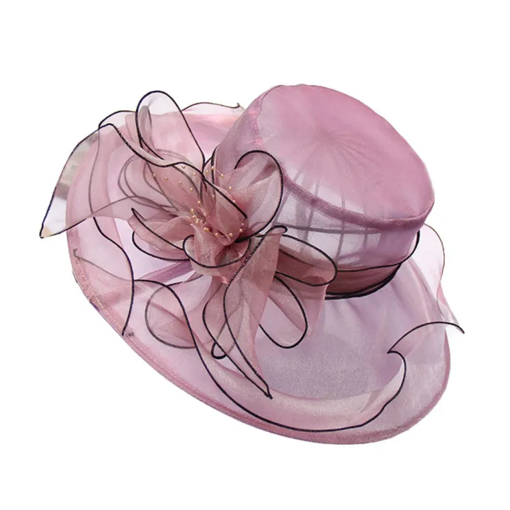 Floral%20Organza%20Wide%20Brim%20Church%20Kentucky%20Derby%20Fascinator%20Lady%20Tea%20Party%20Sun%20Beach%20Hat%20Women%20elegant%20Cap%20-%20Image%202