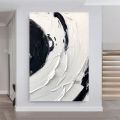 Simple Thick Texture Canvas Abstract Black And White Art Painting Large Size Wall Picture For Bedroom Custom Artwork Unframed. 