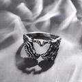 Vintage Punk Skull Hand with Heart-Shaped Ring for Men Women Hip Hop Gothic Skeleton Hand Ring Accessories Jewelry Gifts.
