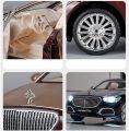 1:24 Mercedes Maybach S680 Diecast Alloy Car Luxurious Simulation Toy Vehicles Metal Car 6 Doors Open Model Car Sound Light Toys For Gift.