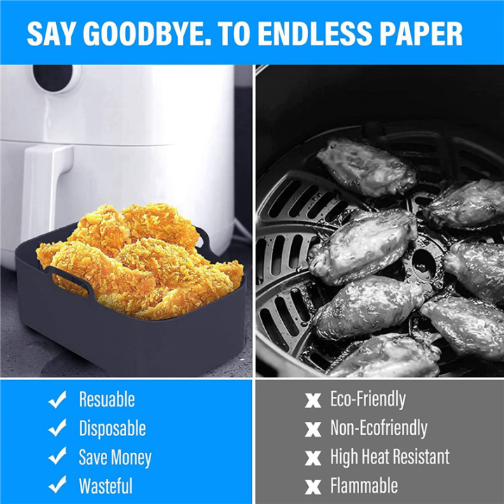 2Pcs%20Silicone%20Pot%20for%20Air%20Fryer%20Reusable%20Silicone%20Air%20Fryer%20Liner%20Foldable%20Basket%20Air%20Fryer%20Rack%20with%20Handles%20Black%20-%20Image%202