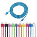 HA Colorful Nylon Braided Micro USB Cable Data Sync USB Charger Cable For Android-Blue 1m. 