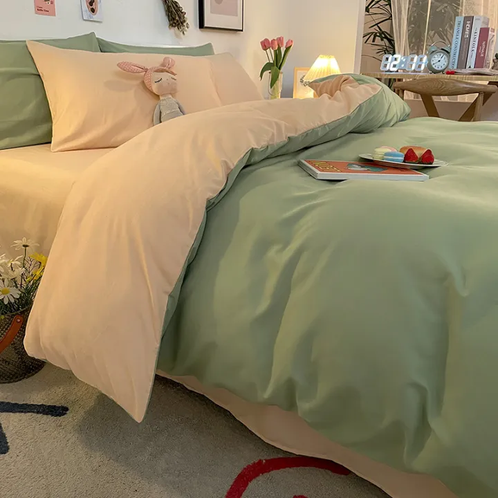 Nordic%20Style%20Skin-Friendly%20Brushed%20Bed%20Four-Piece%20Set%20Bed%20Sheet%20Quilt%20Cover%20Cover%20Pillowcase%20Male%20and%20Female%20Student%20Dormitory%20Three-Piece%20Bedding%20Set%20-%20Image%205
