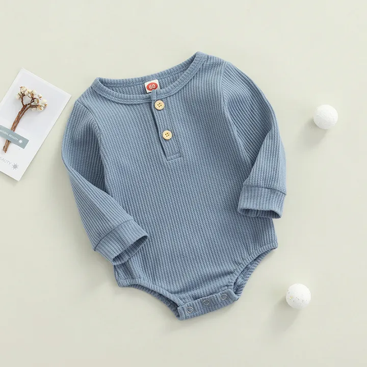Baby%E2%80%99s%20Casual%20Long%20Sleeve%20Romper%20Fashion%20Solid%20Color%20Button%20Round%20Neck%20Triangle%20Jumpsuits%20-%20Image%205