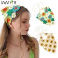Crochet Flower Hair Scarf Headband Bandana Hairband for Women Daisy Knitting Triangle Scarf Turban Headbands Hair Accessories. 