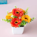 Artificial Flower Potted Plant Lifelike Gypsophila Wood Pot Bonsai Home Garden Ornaments Decoration.