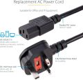 Computer Power Cable Cord for Desktops PC and Printers/Monitor SMPS Power Cable IEC Mains Power Cable Black. 
