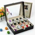 12 Slots PU Leather Watch Box. 