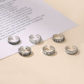 6Pcs/set Foot Ring Open Adjustable Toe Rings Wave Pattern Alloy Ring Adjustable Rings Set for Women Beach Foot Jewelry Qoddess.