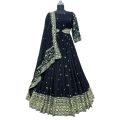 Georgette Embroidery New Stylish Semi Stitched Party Long Gown For Women. 