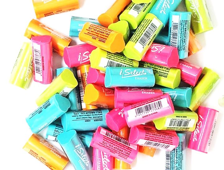 Deli i-select H324 Dust-Free Pencil Erasers 4-PCS - Assorted Colors