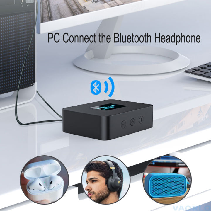 VAORLO%20OLED%20Display%20CSR%205.0%20Bluetooth%20Audio%20Transmitter%20APTX-HD/LL%20SPDIF+Coaxial+3.5mm%20AUX%20Wireless%20Adapter%20For%20TV%20PC%20-%20Image%204