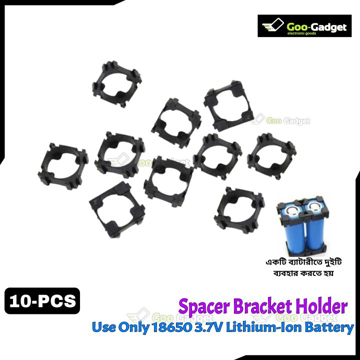 10-PCS 18650 Li-ion Battery Spacer Bracket Holder - Single Cell Plastic Battery Spacer for DIY Battery Pack, Power Bank, and Solar Applications Black