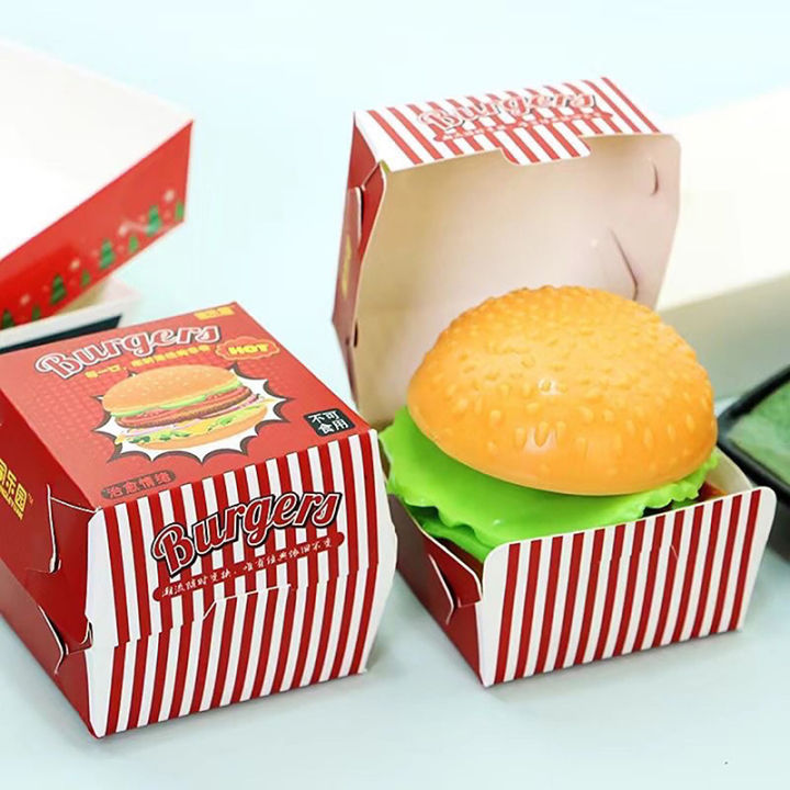 Simulation Burger Stress Relief Toy Stress Ball 3D Squishy Hamburger TPR Decompression Squeeze Ball Sensory Gifts Party Adults