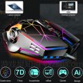 LEAVEN 7 Keys 4000DPI USB Wired Computer Office Luminous RGB Mechanical Gaming Mouse, Cabel Length:1.5m, Colour: S30 Black.