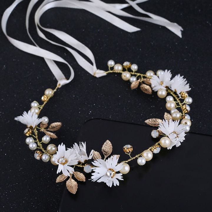 Bridal red/gold Color Flower Ribbon Hairband Women Headpiece Tiara Wedding MIO Super Store