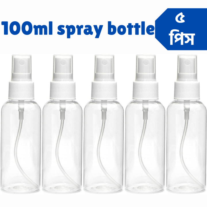 100ml Spray bottle Transparent plastic bottle- 5 pcs